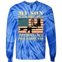 My Son Wears Combat Boots Gift Proud Army Dad Military Father Gift Tie-Dye Long Sleeve Shirt