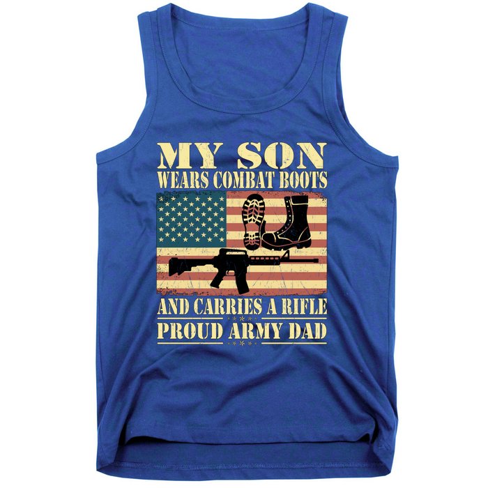 My Son Wears Combat Boots Gift Proud Army Dad Military Father Gift Tank Top