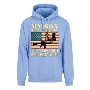 My Son Wears Combat Boots Gift Proud Army Dad Military Father Gift Unisex Surf Hoodie