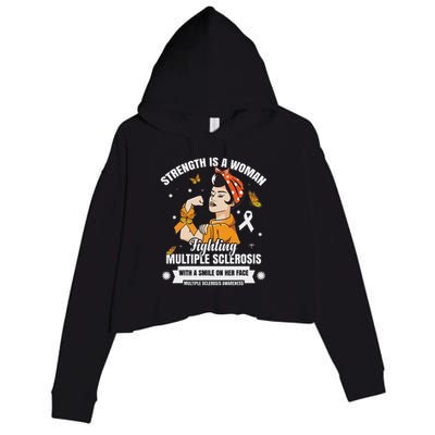 Multiple Sclerosis Warrior Fighting Ms Women Crop Fleece Hoodie