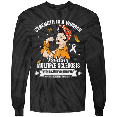 Multiple Sclerosis Warrior Fighting Ms Women Tie-Dye Long Sleeve Shirt