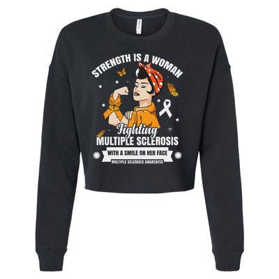 Multiple Sclerosis Warrior Fighting Ms Women Cropped Pullover Crew