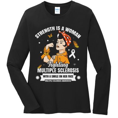 Multiple Sclerosis Warrior Fighting Ms Women Ladies Long Sleeve Shirt