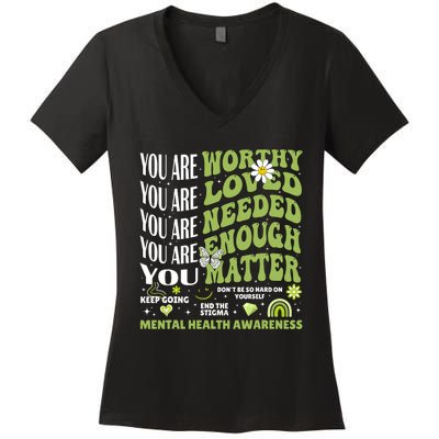 Motivational Support Warrior Mental Health Awareness Matters Women's V-Neck T-Shirt