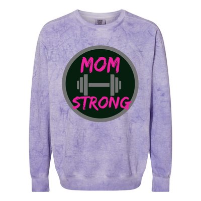 Mom Strong Workout Fitness Gift Colorblast Crewneck Sweatshirt