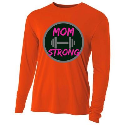 Mom Strong Workout Fitness Gift Cooling Performance Long Sleeve Crew