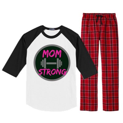 Mom Strong Workout Fitness Gift Raglan Sleeve Pajama Set