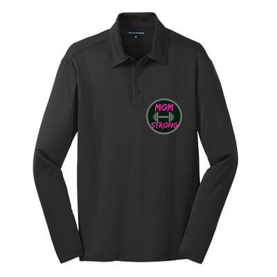 Mom Strong Workout Fitness Gift Silk Touch Performance Long Sleeve Polo