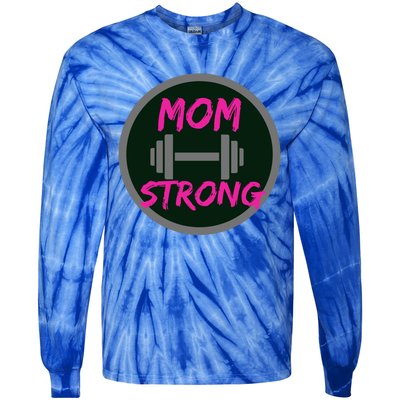 Mom Strong Workout Fitness Gift Tie-Dye Long Sleeve Shirt