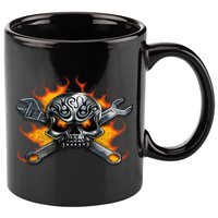 Metal Skull Wrench Flames Mechanic Funny Gift 11oz C Handle Ceramic Mug
