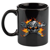 Metal Skull Wrench Flames Mechanic Funny Gift 11oz C Handle Ceramic Mug