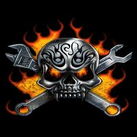 Metal Skull Wrench Flames Mechanic Funny Gift Drawstring Bag