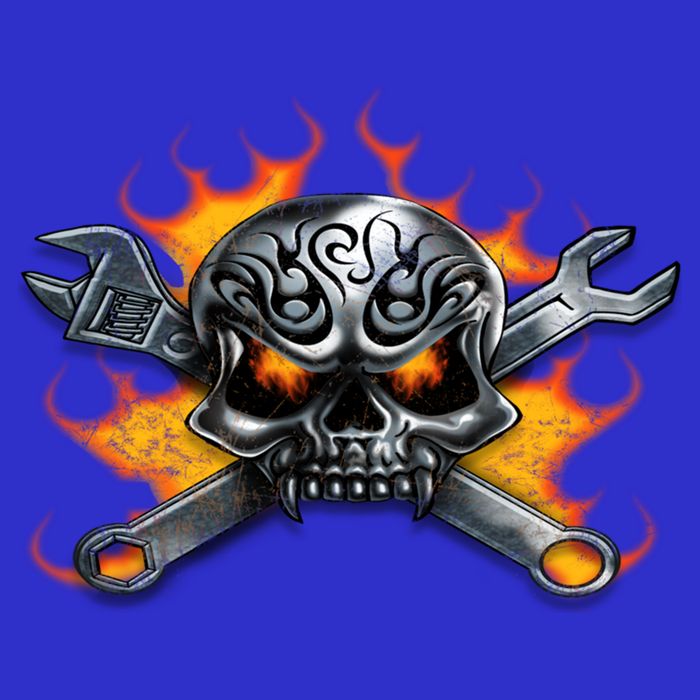 Metal Skull Wrench Flames Mechanic Funny Gift 16 in Basic Backpack