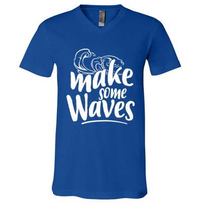 Make Some Waves Summer Vibes Beach Vacay Summertime Summer Gift V-Neck T-Shirt