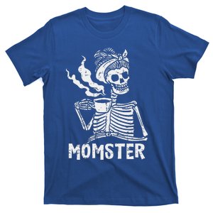 Momster Skeleton Woman Coffee Funny Halloween Mom Mama T-Shirt