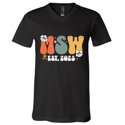 Master Social Worker Msw Est 2025 V-Neck T-Shirt