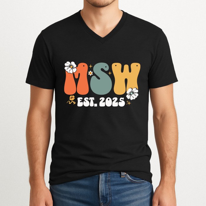 Master Social Worker Msw Est 2025 V-Neck T-Shirt
