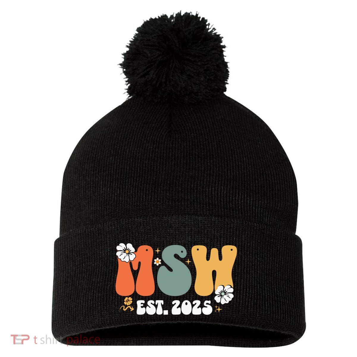 Master Social Worker Msw Est 2025 Pom Pom 12in Knit Beanie