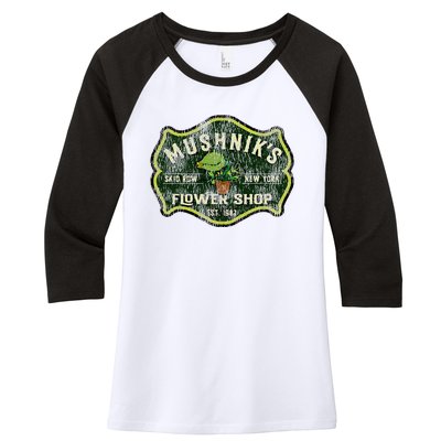 Mushniks Seymour Worn Little Women's Tri-Blend 3/4-Sleeve Raglan Shirt