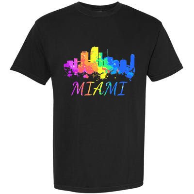Miami Skyline Watercolor Souvenir Gift Miami Florida Garment-Dyed Heavyweight T-Shirt
