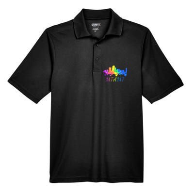 Miami Skyline Watercolor Souvenir Gift Miami Florida Men's Origin Performance Piqué Polo