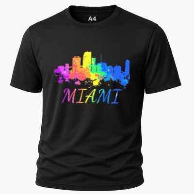 Miami Skyline Watercolor Souvenir Gift Miami Florida Performance Shirt
