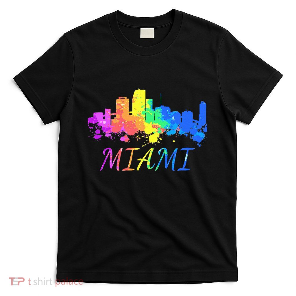Miami Skyline Watercolor Souvenir Gift Miami Florida T-Shirt