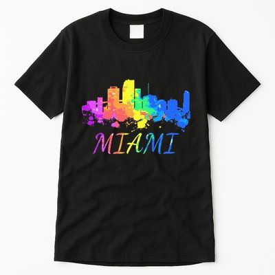Miami Skyline Watercolor Souvenir Gift Miami Florida Tall T-Shirt
