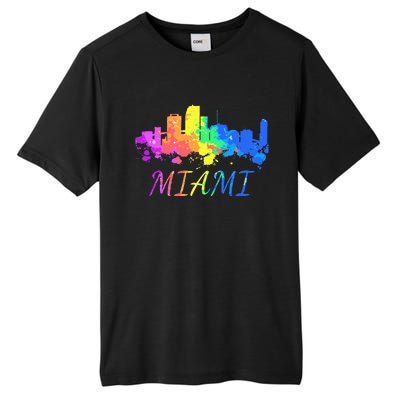 Miami Skyline Watercolor Souvenir Gift Miami Florida Tall Fusion ChromaSoft Performance T-Shirt