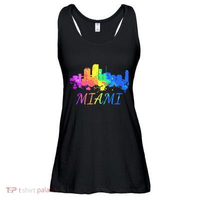 Miami Skyline Watercolor Souvenir Gift Miami Florida Ladies Essential Flowy Tank
