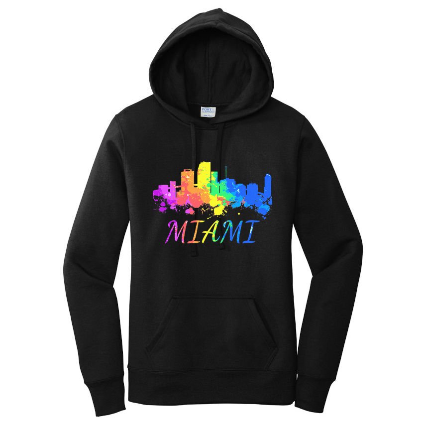 Miami Skyline Watercolor Souvenir Gift Miami Florida Women's Pullover Hoodie