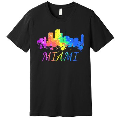 Miami Skyline Watercolor Souvenir Gift Miami Florida Premium T-Shirt