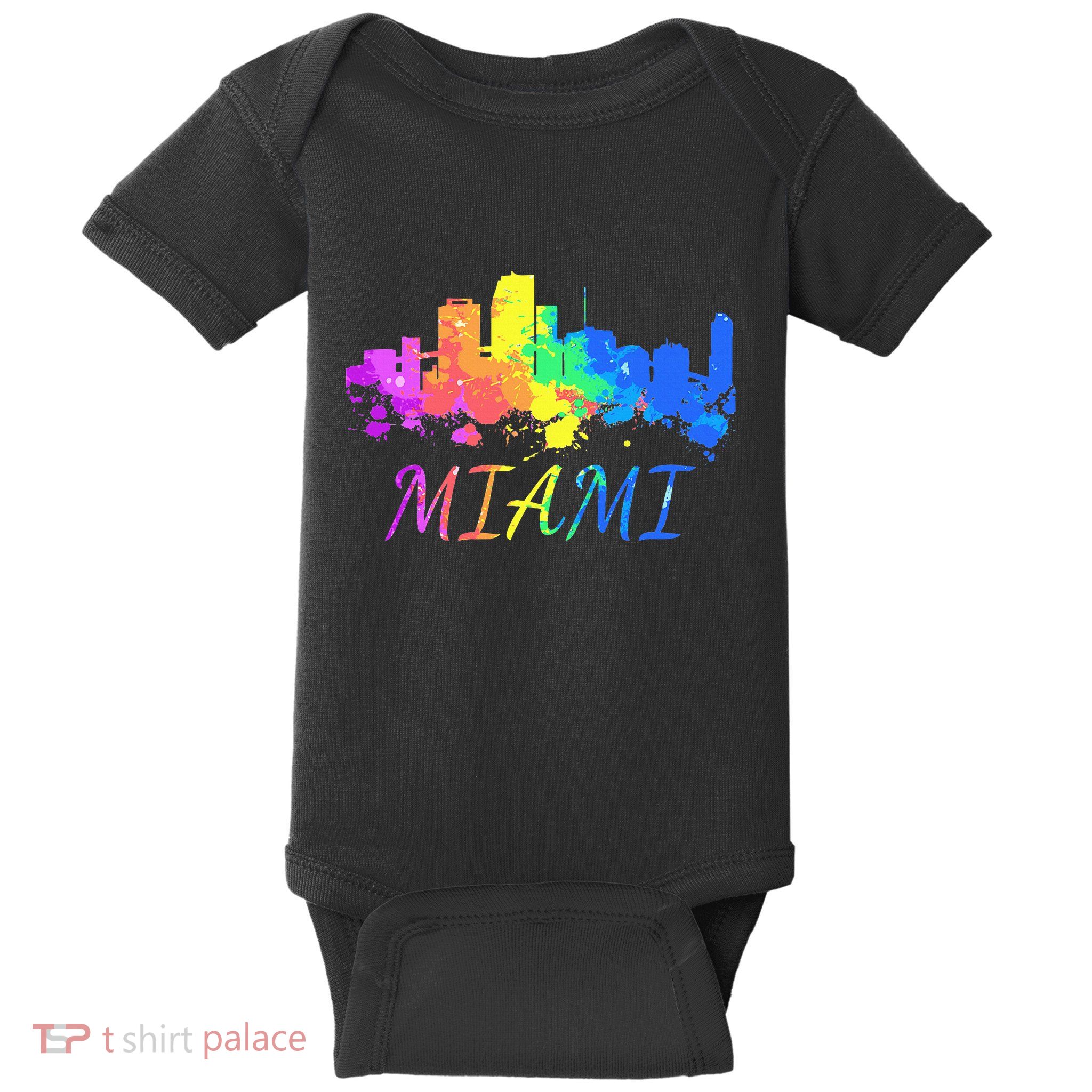 Miami Skyline Watercolor Souvenir Gift Miami Florida Baby Bodysuit