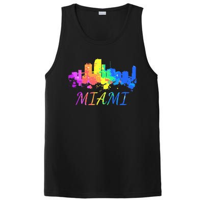 Miami Skyline Watercolor Souvenir Gift Miami Florida PosiCharge Competitor Tank