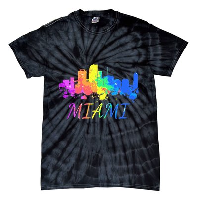 Miami Skyline Watercolor Souvenir Gift Miami Florida Tie-Dye T-Shirt