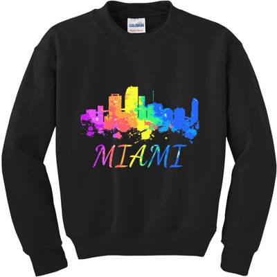 Miami Skyline Watercolor Souvenir Gift Miami Florida Kids Sweatshirt