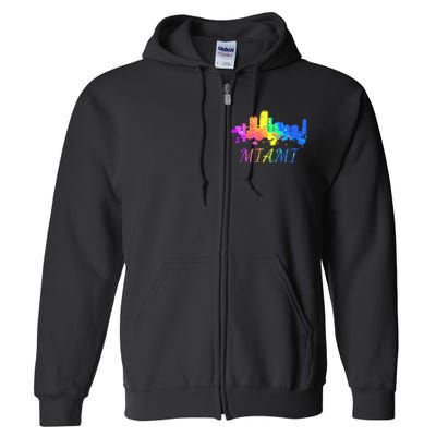 Miami Skyline Watercolor Souvenir Gift Miami Florida Full Zip Hoodie