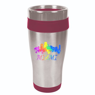 Miami Skyline Watercolor Souvenir Gift Miami Florida 16oz Travel Tumbler