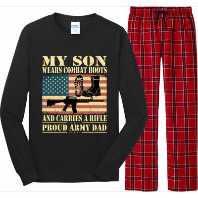 My Son Wears Combat Boots Gift Proud Army Dad Military Father Cool Gift Long Sleeve Pajama Set