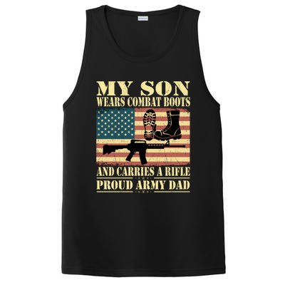 My Son Wears Combat Boots Gift Proud Army Dad Military Father Cool Gift PosiCharge Competitor Tank