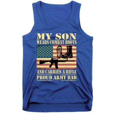 My Son Wears Combat Boots Gift Proud Army Dad Military Father Cool Gift Tank Top