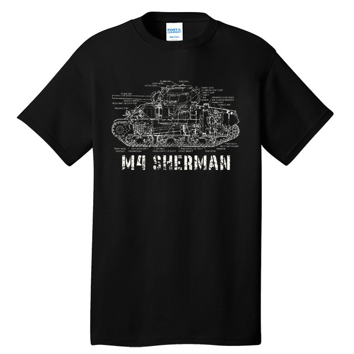 M4 Sherman Wwii Army Tank Military Tall T-Shirt