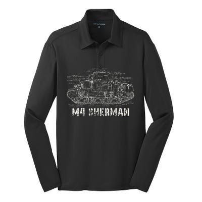 M4 Sherman Wwii Army Tank Military Silk Touch Performance Long Sleeve Polo