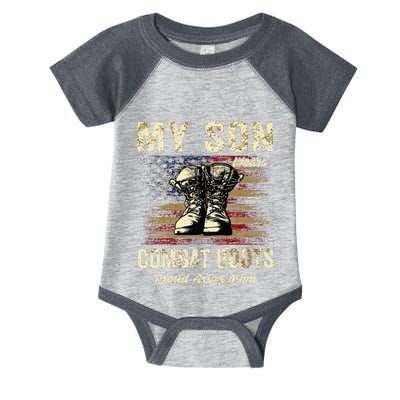 My Son Wears Combat Boots Proud Army Mom Veteran Son Infant Baby Jersey Bodysuit