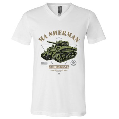 M4 Sherman Ww2 Tank V-Neck T-Shirt