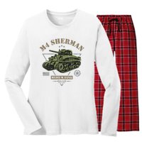 M4 Sherman Ww2 Tank Women's Long Sleeve Flannel Pajama Set 