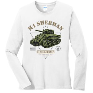 M4 Sherman Ww2 Tank Ladies Long Sleeve Shirt