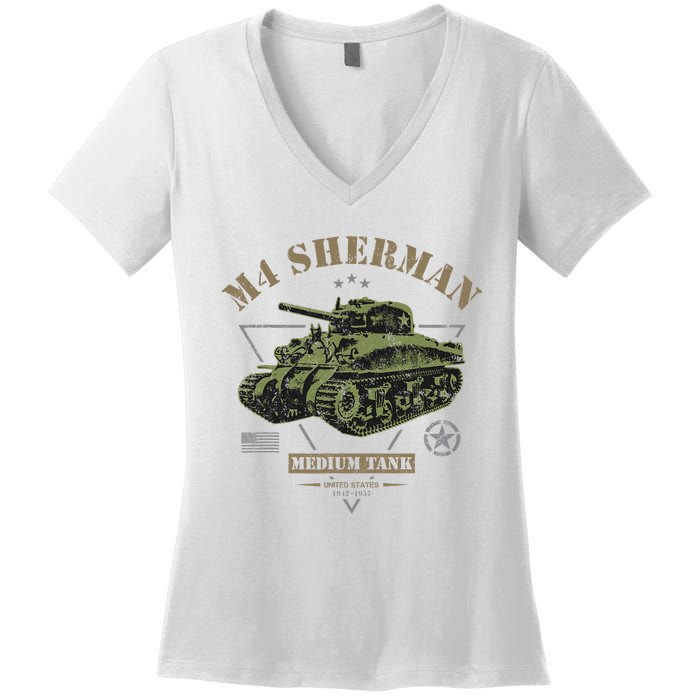 M4 Sherman Ww2 Tank Women's V-Neck T-Shirt