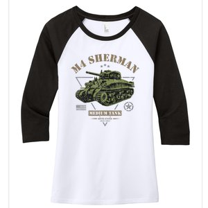 M4 Sherman Ww2 Tank Women's Tri-Blend 3/4-Sleeve Raglan Shirt