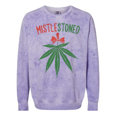 Mistlestoned Shirts Weed Stoner Christmas Gift Marijuana 420 Colorblast Crewneck Sweatshirt